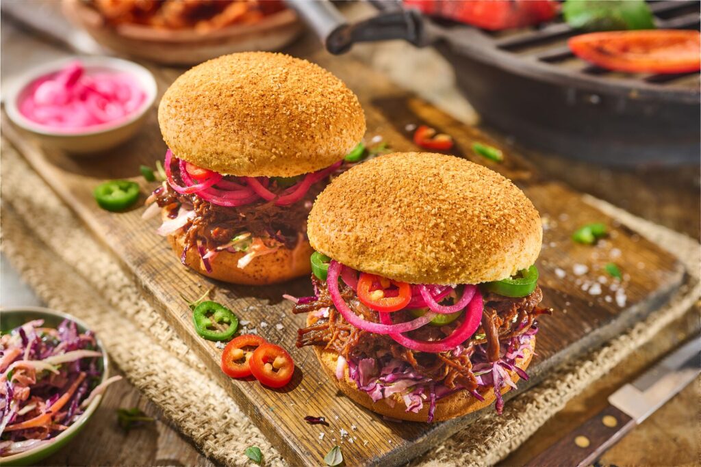 Pulled Beef Brisket Spicy Chilli Brioche Burgers