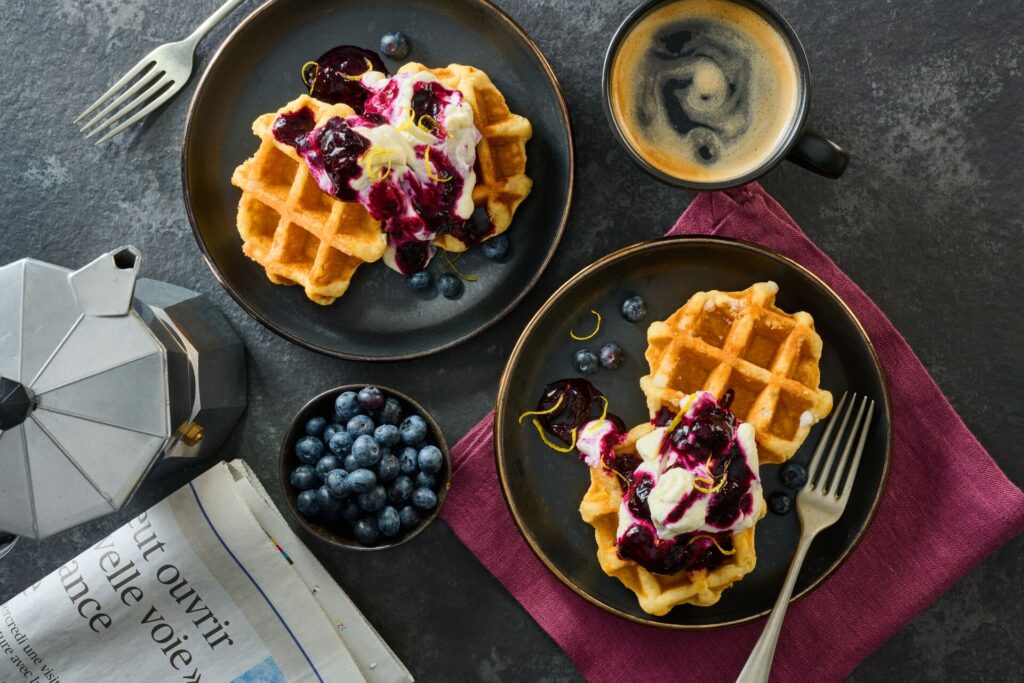 Waffles Blueberries Cream_01
