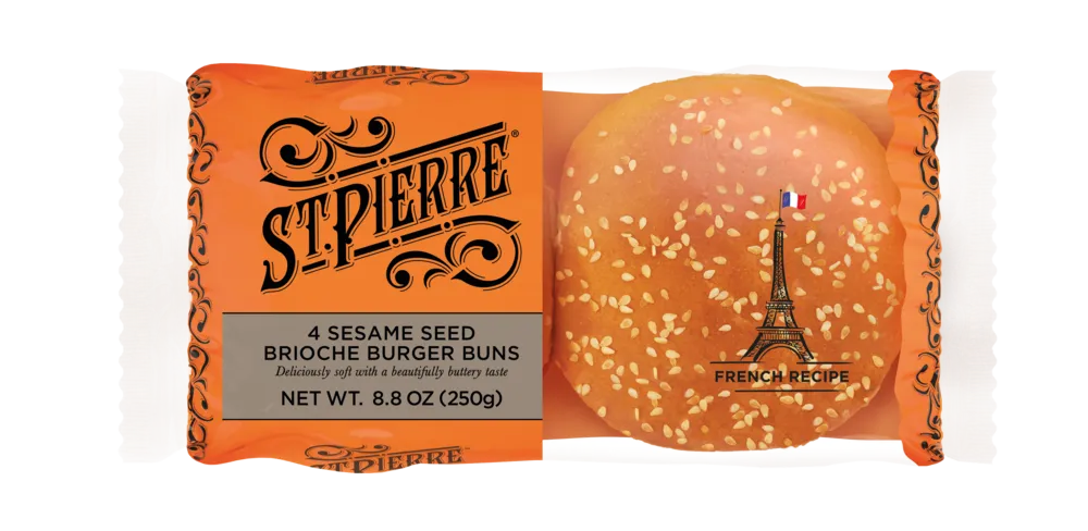 St Pierre 4 Sesame Seed Brioche Burger Buns (US)