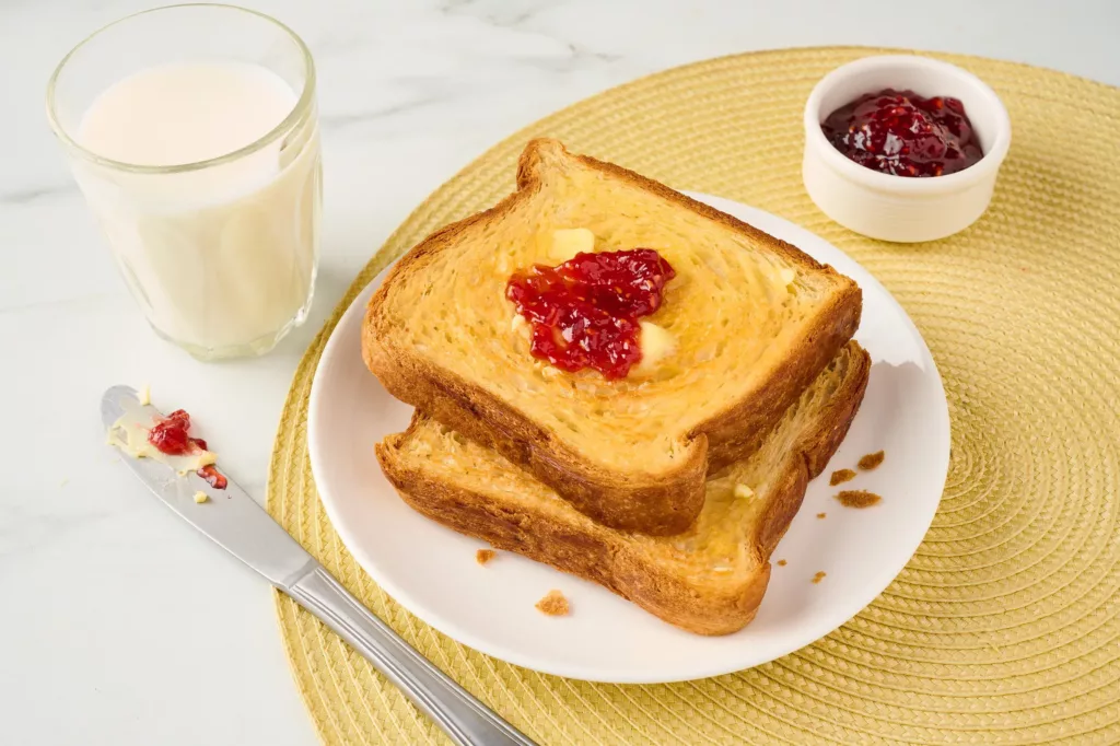 Croissant Loaf Slice Toast on Plate